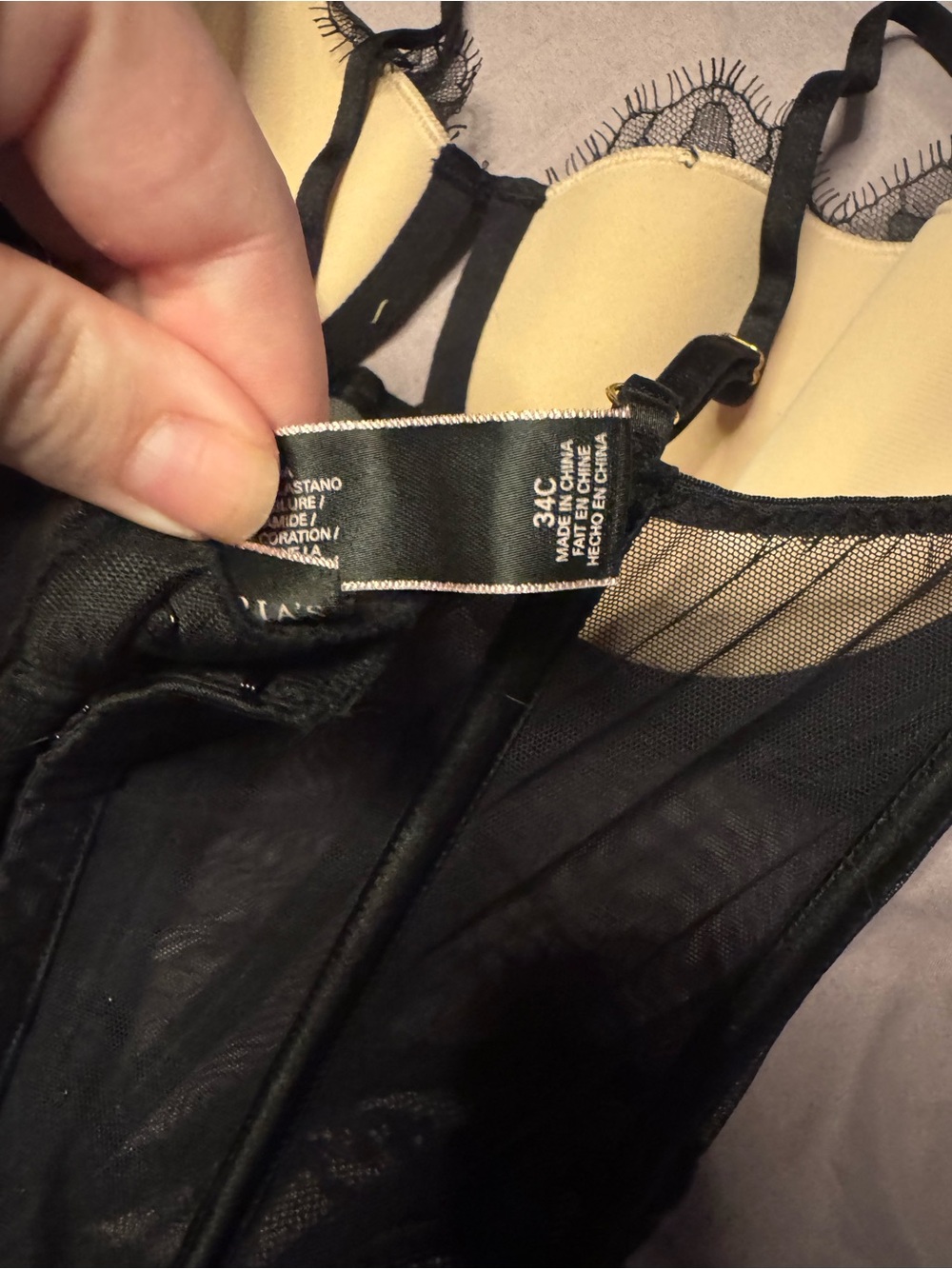 Victorias Secret Tan Black Lace Bustier - Picture 3 of 3